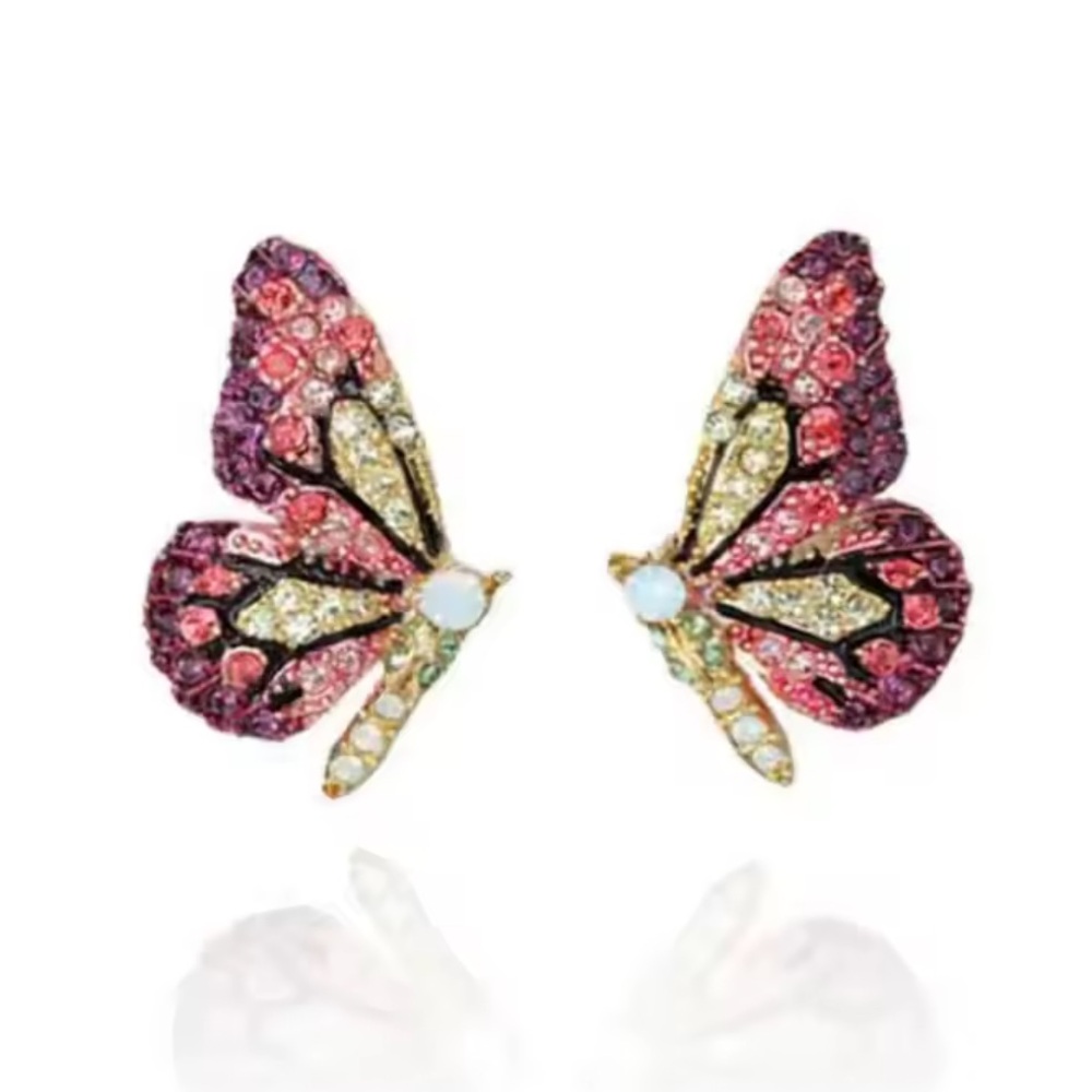 Butterfly Earrings with Pink,
Purple & Gold Accents